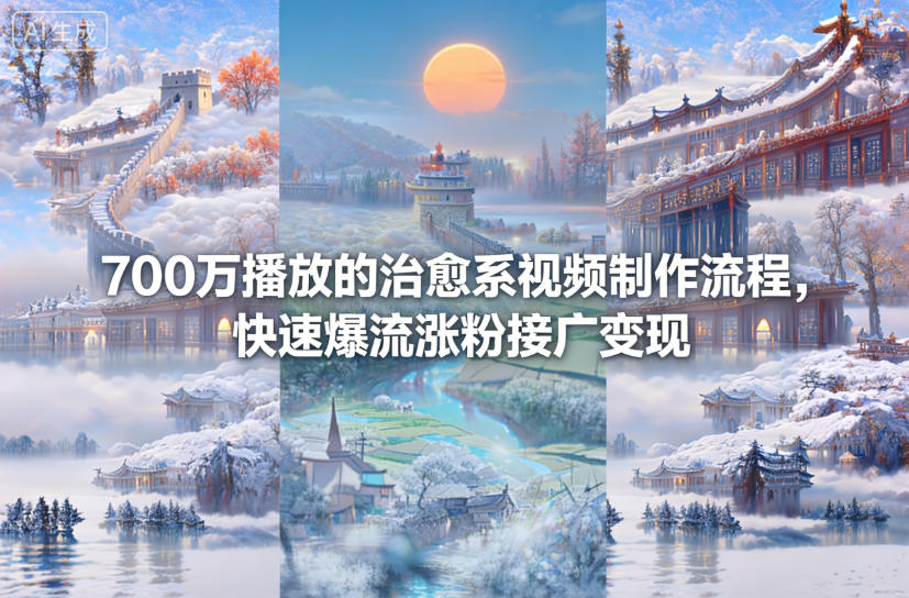 700万播放的治愈系视频：制作流程，快速爆流涨粉接广变现-AI创作学习-提示词应用-短视频玩法野草AI资源学习网