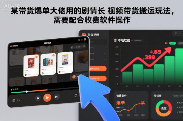 某带货爆单大佬用的：剧情长视频带货搬运玩法，需要配合收费软件操作-AI创作学习-提示词应用-短视频玩法野草AI资源学习网