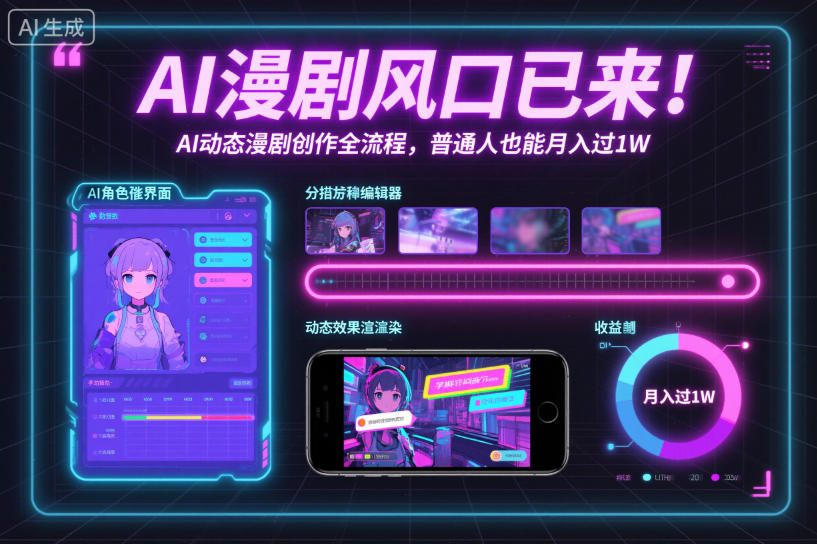 AI漫剧风口已来！AI动态漫剧创作全流程，小白也能月入过1W-AI创作学习-提示词应用-短视频玩法野草AI资源学习网