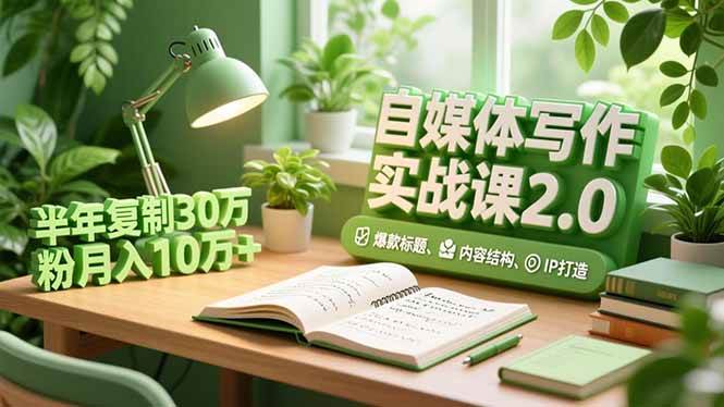 自媒体写作实战课2.0，爆款标题、内容结构、IP打造，复制粘贴30万粉月入10w+-AI创作学习-提示词应用-短视频玩法野草AI资源学习网