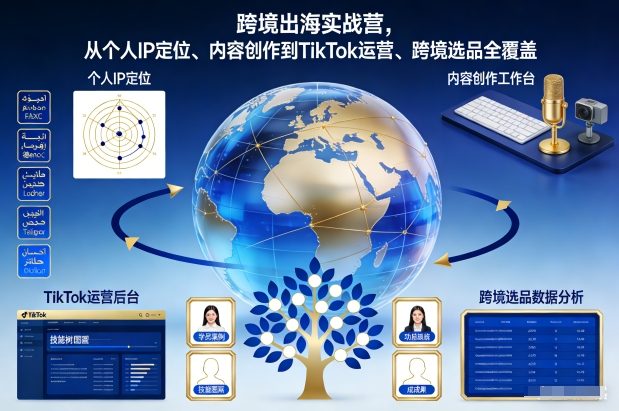 跨境出海实战营，从个人IP定位、内容创作到TikTok运营、跨境选品全覆盖-AI创作学习-提示词应用-短视频玩法野草AI资源学习网