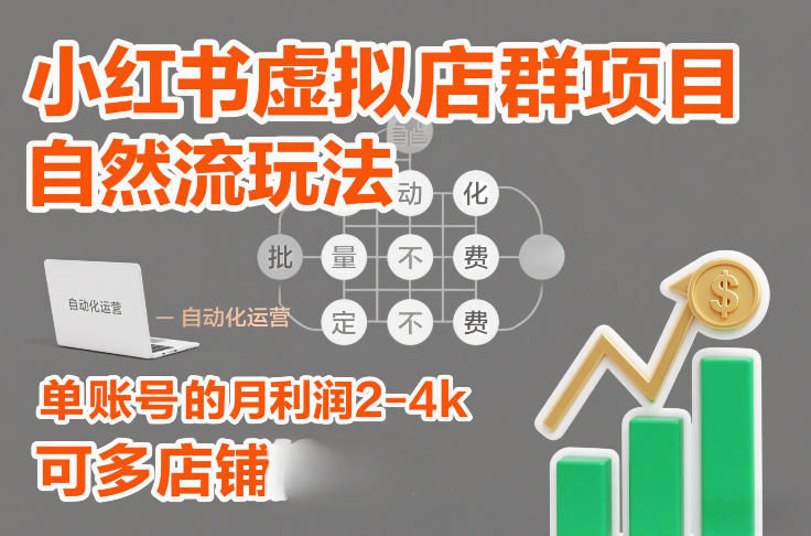 小红书虚拟店群项目，自然流玩法，批量自动化，稳定不费号，单账号的月利润2-4k-AI创作学习-提示词应用-短视频玩法野草AI资源学习网