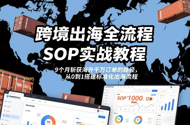 跨境出海SOP实战教程：9个月斩获海外千万订单的路径，从0到1搭建标准化出海流程-AI创作学习-提示词应用-短视频玩法野草AI资源学习网