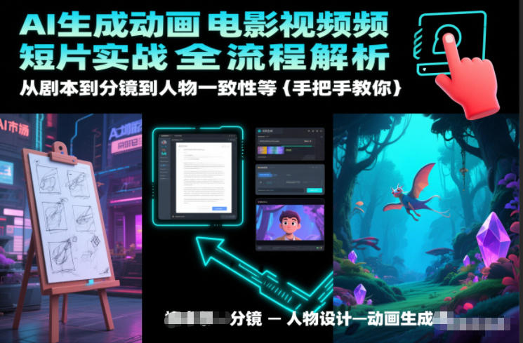 AI视频：AI生成动画电影视频短片实战全流程解析，从剧本到分镜到人物一致性等手把手教你-AI创作学习-提示词应用-短视频玩法野草AI资源学习网