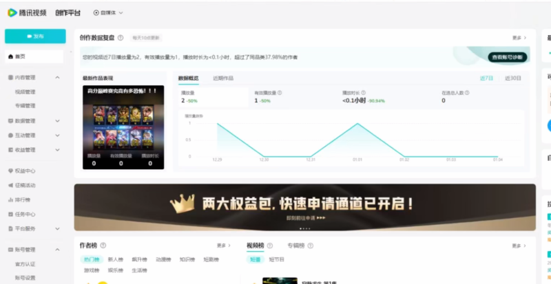 网赚项目：腾讯视频创作者分成计划，新平台，新收益，后期一天收益200-300-AI创作学习-提示词应用-短视频玩法野草AI资源学习网