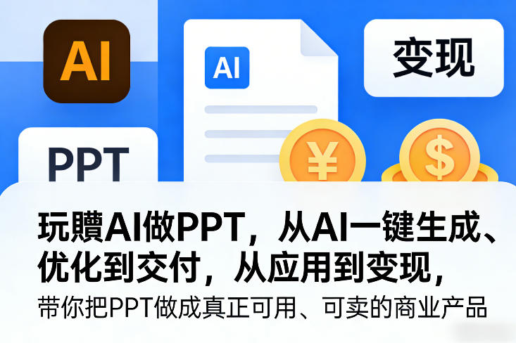 半目：玩賺AI做PPT，从AI一键生成、优化到交付，从应用到变现，带你把PPT做成真正可用、可卖的商业产品-AI创作学习-提示词应用-短视频玩法野草AI资源学习网