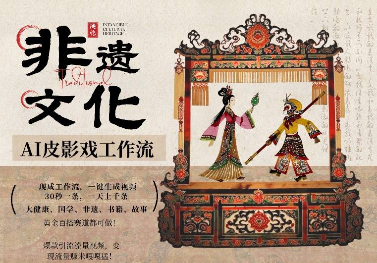 AI一键生成民俗文化非遗皮影戏视频,30S一条,一天上百条,流量财富嘎嘎猛-AI创作学习-提示词应用-短视频玩法野草AI资源学习网