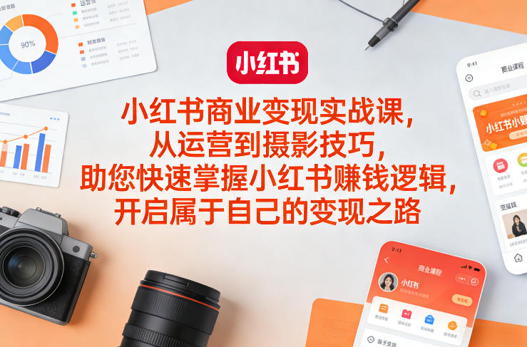 小红书商业变现实战课,从运营到摄影技巧,快速掌握小红书賺钱逻辑-AI创作学习-提示词应用-短视频玩法野草AI资源学习网