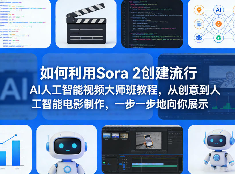 用Sora 2创建流行AI人工智能视频大师班教程，从创意到人工智能电影制作-AI创作学习-提示词应用-短视频玩法野草AI资源学习网