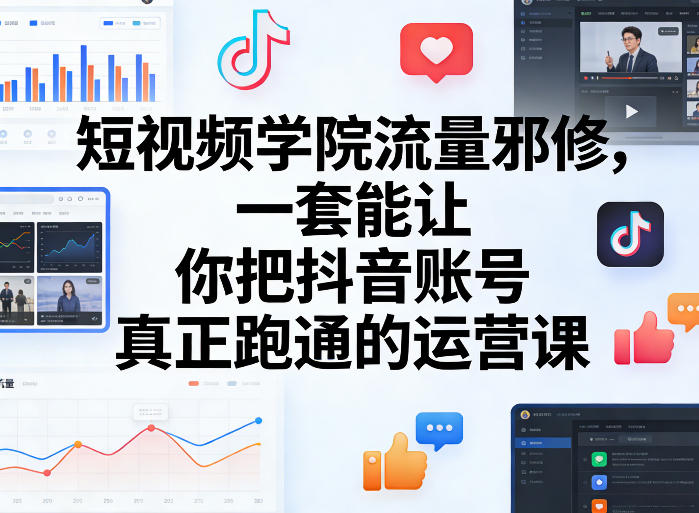 短视频学院流量邪修，一套能让你把抖音账号真正跑通的运营课-AI创作学习-提示词应用-短视频玩法野草AI资源学习网