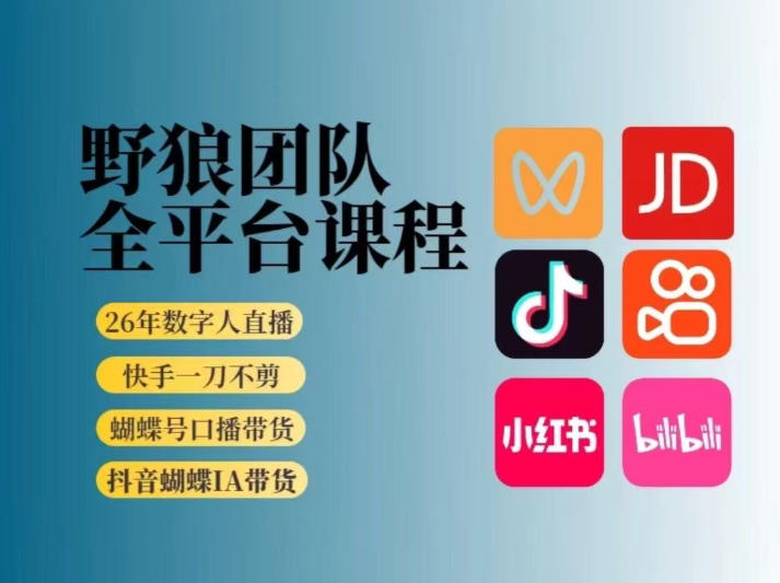 野狼团队2026新版全平台短视频带货教学，打开流量突破口，开始Ai带货（更新26年3月）-AI创作学习-提示词应用-短视频玩法野草AI资源学习网