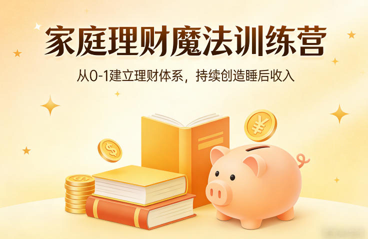 家庭理财魔法训练营，从0-1建立理财体系，持续创造睡后收入-AI创作学习-提示词应用-短视频玩法野草AI资源学习网
