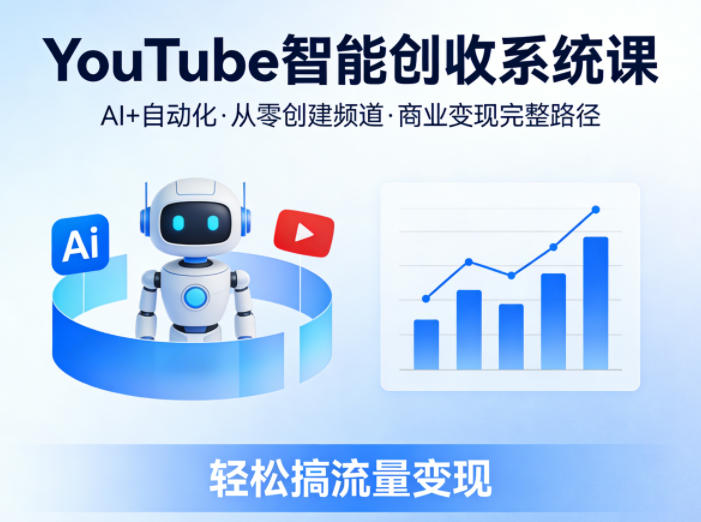 YouTube智能创收系统课，AI+自动化，从零创建YouTube频道并实现商业变现的完整路径-AI创作学习-提示词应用-短视频玩法野草AI资源学习网