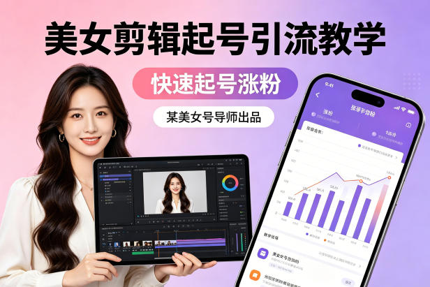 某美女号导师出品：美女剪辑起号引流教学，快速起号涨粉-AI创作学习-提示词应用-短视频玩法野草AI资源学习网