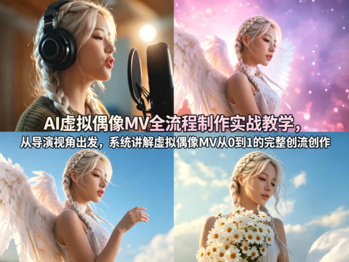 AI虚拟偶像MV全流程制作实战教学：从导演视角出发，系统讲解虚拟偶像MV从0到1的完整创作流程-AI创作学习-提示词应用-短视频玩法野草AI资源学习网
