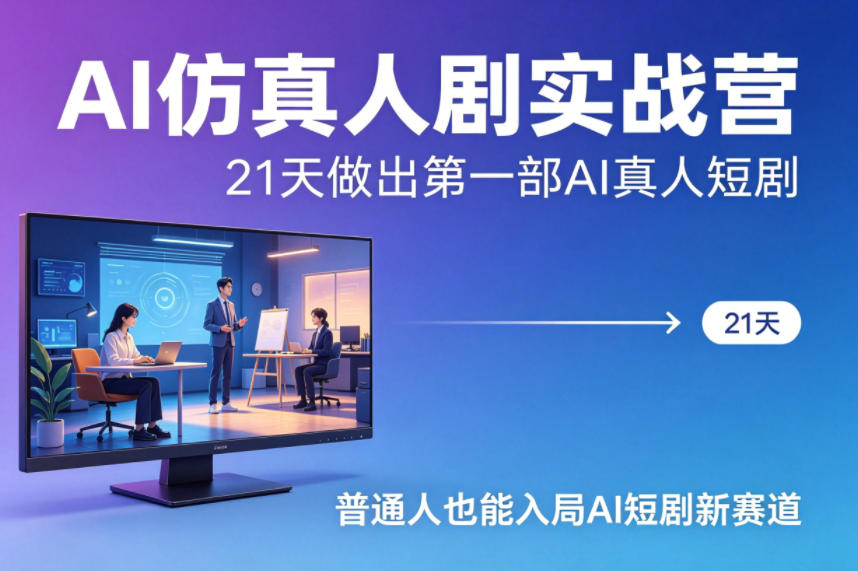 AI仿真人剧实战营：21天做出第一部AI真人短剧，普通人也能入局AI短剧（更新...）-AI创作学习-提示词应用-短视频玩法野草AI资源学习网