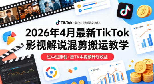 4月最新TikTok影视解说混剪搬运教学，过中过原创，撸TK中视频计划收益-AI创作学习-提示词应用-短视频玩法野草AI资源学习网