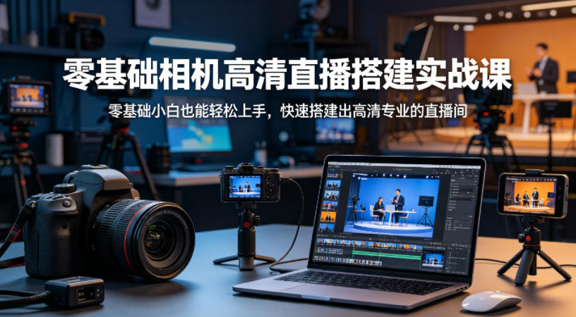 零基础相机高清直播间搭建实战课：小白也能轻松上手，快速搭建出高清专业的直播间-AI创作学习-提示词应用-短视频玩法野草AI资源学习网