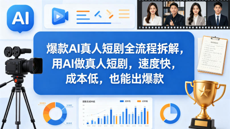 爆款AI真人短剧：全流程拆解，用AI做真人短剧，速度快，成本低，也能出爆款-AI创作学习-提示词应用-短视频玩法野草AI资源学习网