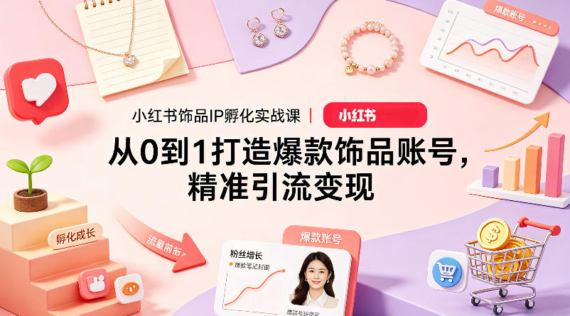 小红书饰品IP孵化实战课｜从0到1打造爆款饰品账号，精准引流变现-AI创作学习-提示词应用-短视频玩法野草AI资源学习网