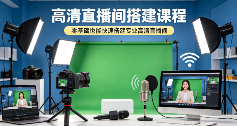 高清直播间搭建课程，零基础也能快速搭建专业高清直播间-AI创作学习-提示词应用-短视频玩法野草AI资源学习网