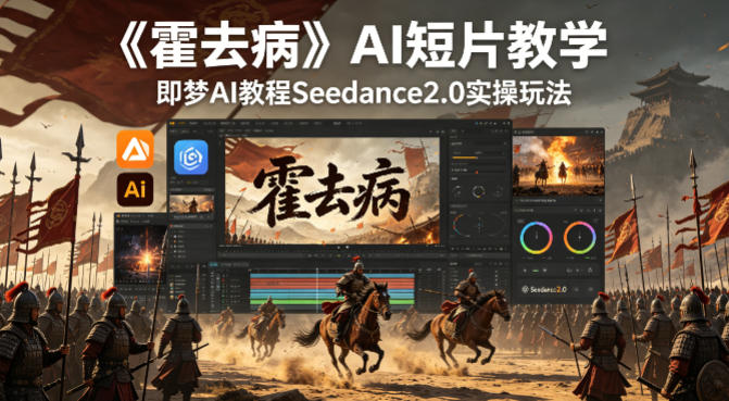 《霍去病》AI短片教学，即梦AI教程Seedance2.0实操玩法-AI创作学习-提示词应用-短视频玩法野草AI资源学习网