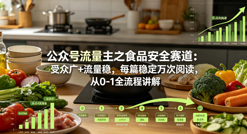 公众号流量主：【食品安全】赛道，受众广+流量稳，从0-1全流程讲解-AI创作学习-提示词应用-短视频玩法野草AI资源学习网