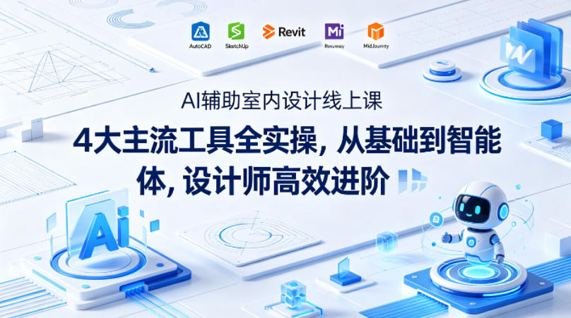AI辅助室内设计线上课｜4大主流工具全实操，从基础到智能体，设计师高效进阶-AI创作学习-提示词应用-短视频玩法野草AI资源学习网