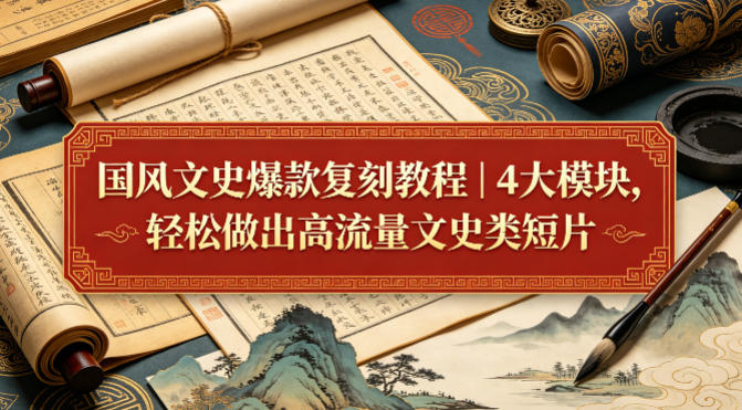 国风文史爆款复刻教程｜4大模块，轻松做出高流量文史类短片-AI创作学习-提示词应用-短视频玩法野草AI资源学习网