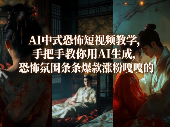 AI中式恐怖短视频教学，手把手教你用AI生成，恐怖氛围条条爆款涨粉嘎嘎的-AI创作学习-提示词应用-短视频玩法野草AI资源学习网