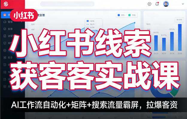 小红书线索获客实战课，AI工作流自动化+矩阵+搜索流量霸屏，拉爆客资-AI创作学习-提示词应用-短视频玩法野草AI资源学习网