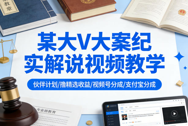 某大V大案纪实解说视频教学，可做伙伴计划、撸精选收益，视频号和支付宝分成计划-AI创作学习-提示词应用-短视频玩法野草AI资源学习网