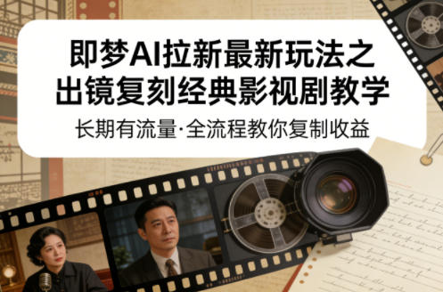 即梦AI拉新最新玩法之出镜复刻经典影视剧教学，长期有流量，全流程教你复制收益-AI创作学习-提示词应用-短视频玩法野草AI资源学习网