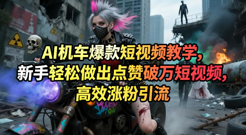 AI机车爆款短视频教学，新手轻松做出点赞破万短视频，高效涨粉引流-AI创作学习-提示词应用-短视频玩法野草AI资源学习网