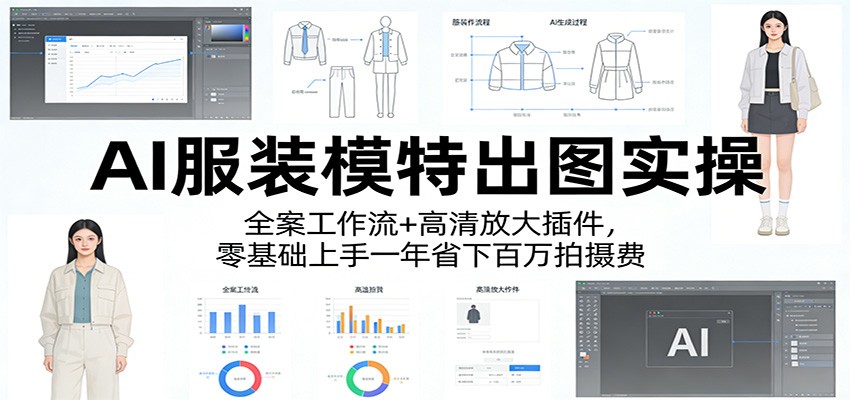 AI服装模特出图实操：全案工作流+ 高清放大插件，零基础上手一年省下百万拍摄费-AI创作学习-提示词应用-短视频玩法野草AI资源学习网