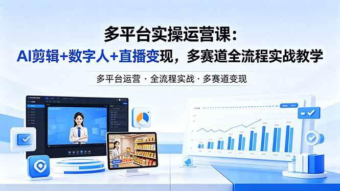 野狼团队：多平台实操运营课-更新26年4月20：AI剪辑+数字人+直播变现，多赛道全流程实战教学-AI创作学习-提示词应用-短视频玩法野草AI资源学习网