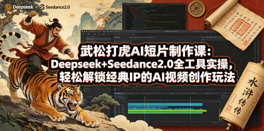 武松打虎AI短片制作课：Deepseek+Seedance2.0全工具实操-AI创作学习-提示词应用-短视频玩法野草AI资源学习网