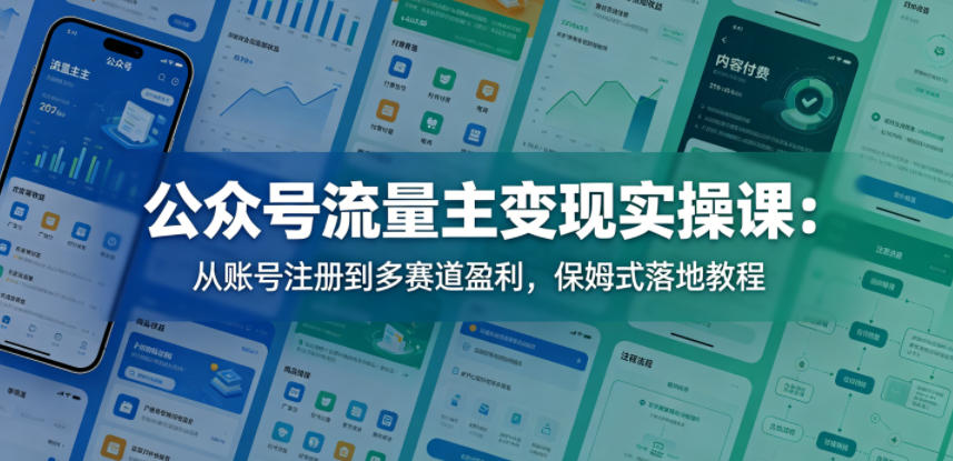 公众号流量主变现实操课：从账号注册到多赛道盈利，保姆式落地教程-AI创作学习-提示词应用-短视频玩法野草AI资源学习网