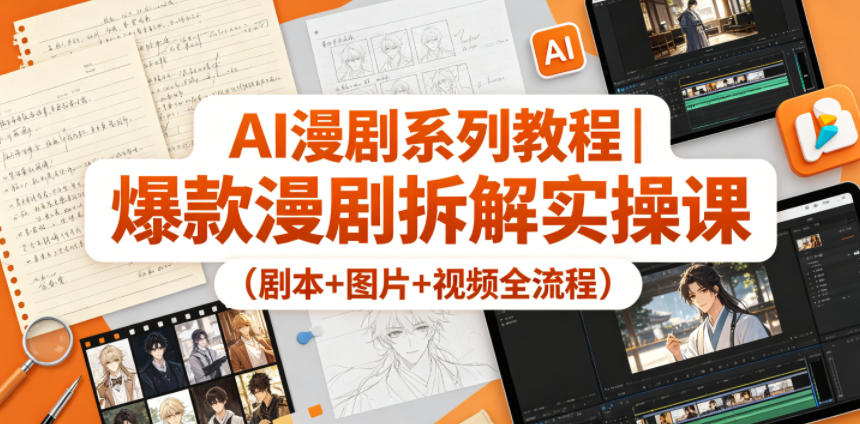 AI漫剧系列教程｜爆款漫剧拆解实操课（剧本+图片+视频全流程）-AI创作学习-提示词应用-短视频玩法野草AI资源学习网