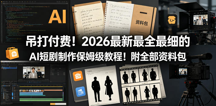 吊打付费！2026最新最全最细的AI短剧制作保姆级教程！附全部资料包【5小时课程】-AI创作学习-提示词应用-短视频玩法野草AI资源学习网
