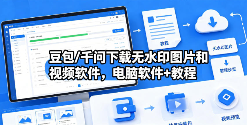 豆包/千问下载无水印图片和视频软件,电脑软件+教程-AI创作学习-提示词应用-短视频玩法野草AI资源学习网