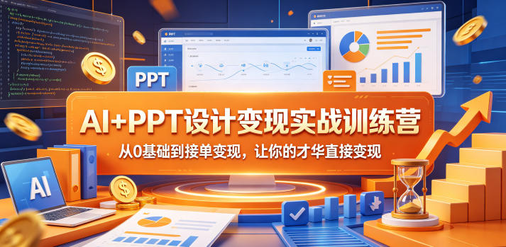 AI+PPT设计变现实战训练营，从0基础到接单变现，让你的才华直接变现-AI创作学习-提示词应用-短视频玩法野草AI资源学习网