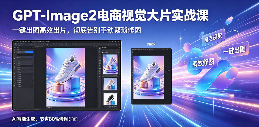 GPT-Image2电商视觉大片实战课，一键出图高效出片，彻底告别手动繁琐修图-AI创作学习-提示词应用-短视频玩法野草AI资源学习网