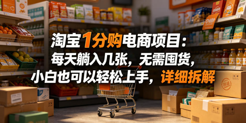 淘宝1分购电商项目：每天躺入几张，无需囤货，小白也可以轻松上手，详细拆解-AI创作学习-提示词应用-短视频玩法野草AI资源学习网