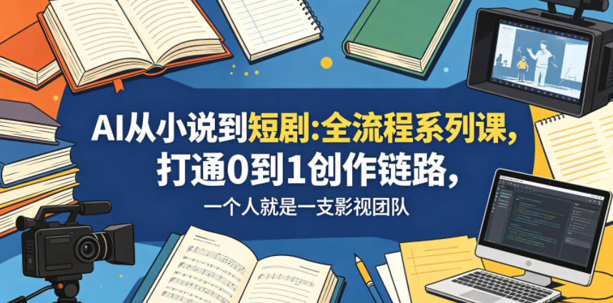 AI【从小说到短剧】全流程系列课,打通0到1创作链路,一个人就是一支影视团队-AI创作学习-提示词应用-短视频玩法野草AI资源学习网