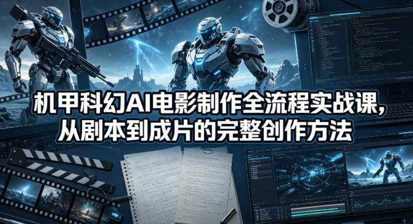虎课网：【机甲科幻AI电影】制作全流程实战课：从剧本到成片的完整创作方法【附资料文档】-AI创作学习-提示词应用-短视频玩法野草AI资源学习网