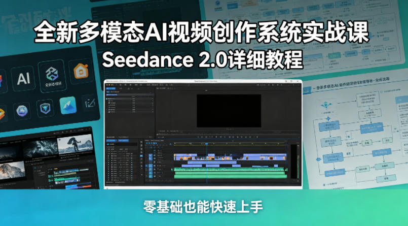 多模态AI视频创作系统实战课，Seedance 2.0详细教程-AI创作学习-提示词应用-短视频玩法野草AI资源学习网