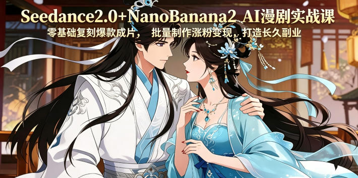 Seedance2.0+NanoBanana2 AI漫剧实战课,零基础复刻爆款成片涨粉变现-AI创作学习-提示词应用-短视频玩法野草AI资源学习网