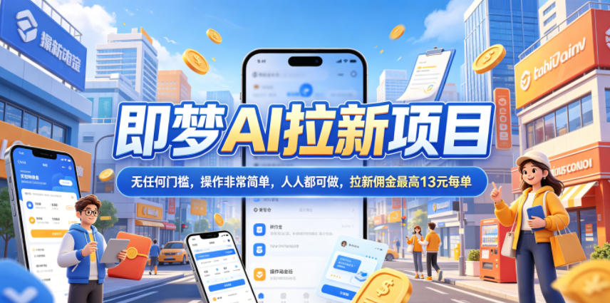 网赚:26年【即梦AI拉新项目】玩法实操解析,无门槛,操作简单,人人可做,佣金最高13元每单-AI创作学习-提示词应用-短视频玩法野草AI资源学习网