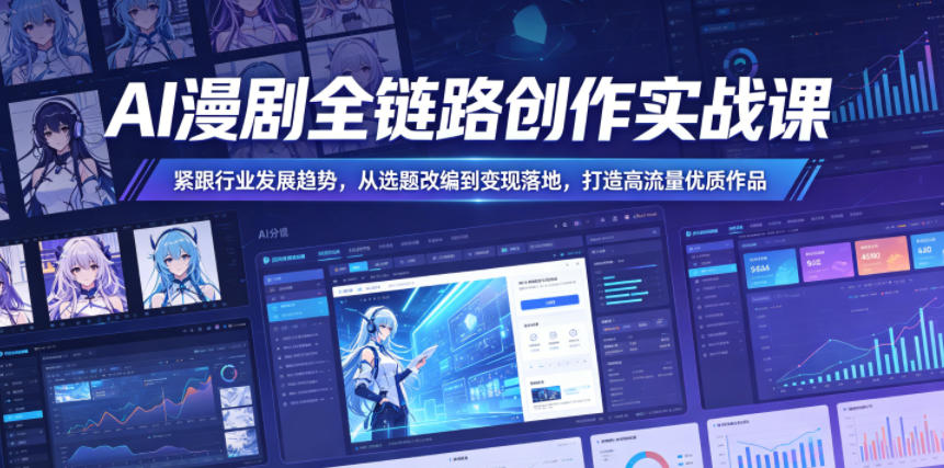 AI漫剧全链路创作实战课：从选题改编到变现落地，打造高流量优质作品-AI创作学习-提示词应用-短视频玩法野草AI资源学习网